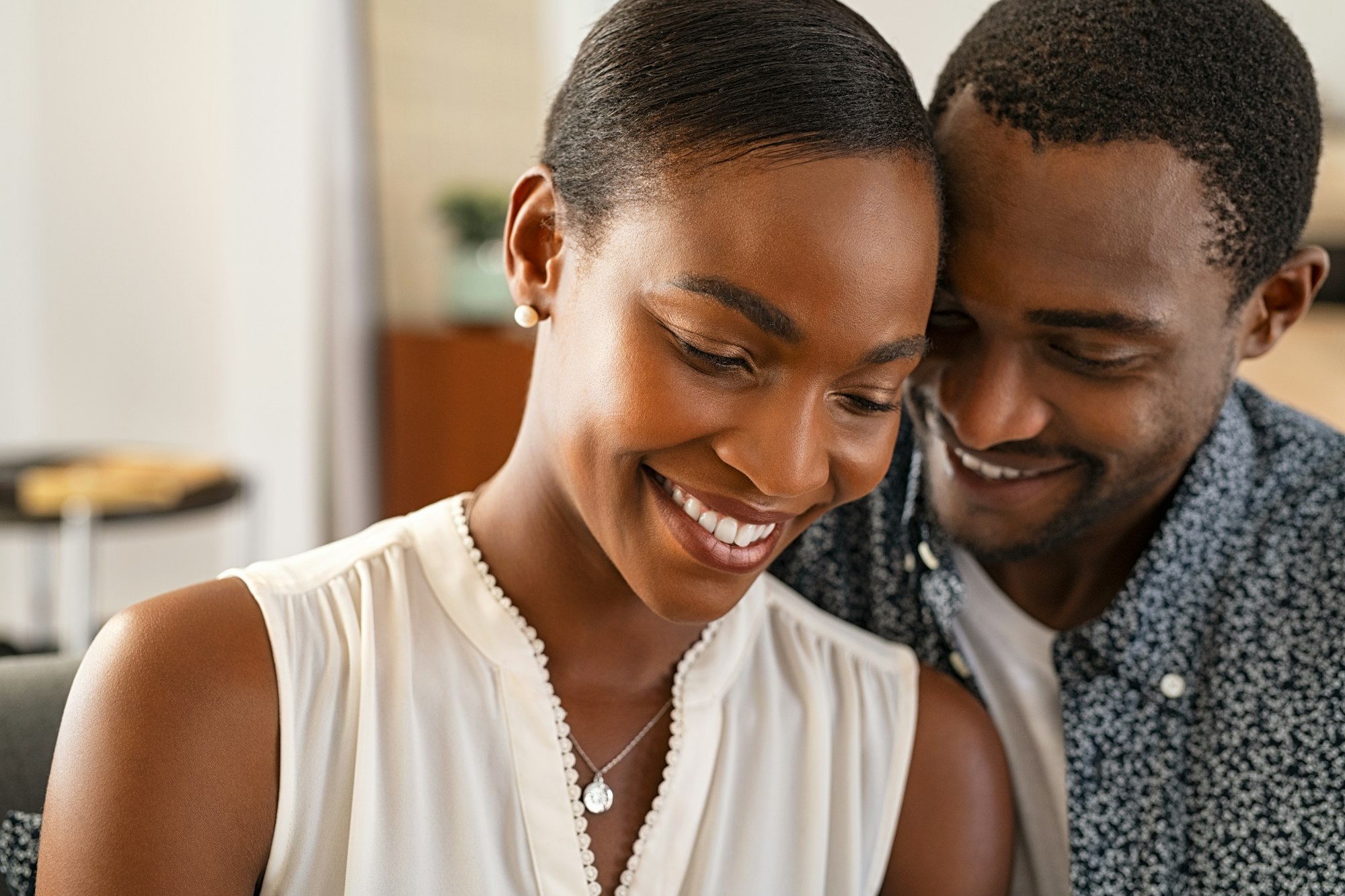 Romantic mature black couple in love